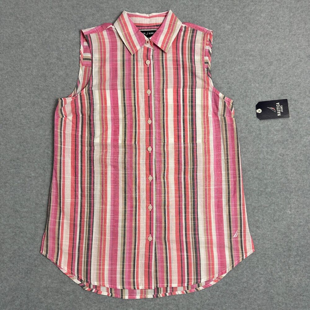 Nautica Jeans Women's Size XS Multicolor Sleeveless Collared Casual Shirt